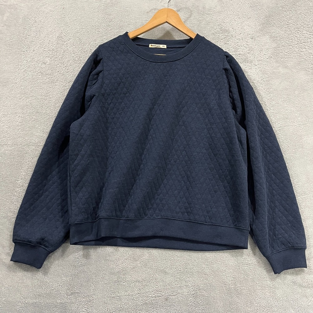 Marine Layer Sweater‎ Womens 2XL Corbet Quilted Sweatshirt Puff Sleeve Cottage